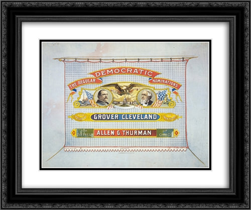 The regular Democratic nominations For President, Grover Cleveland of New York. For Vice Pres't, Allen G. Thurman of Ohio. 24x20 Black Ornate Wood Framed Art Print Poster with Double Matting by Library of Congress