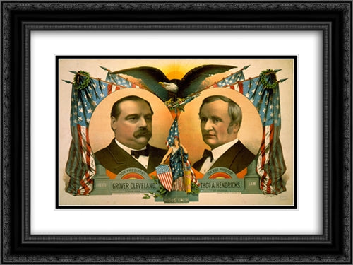 For president, Grover Cleveland of New York. For vice president, Thos. A. Hendricks, of Indiana 24x18 Black Ornate Wood Framed Art Print Poster with Double Matting by Library of Congress