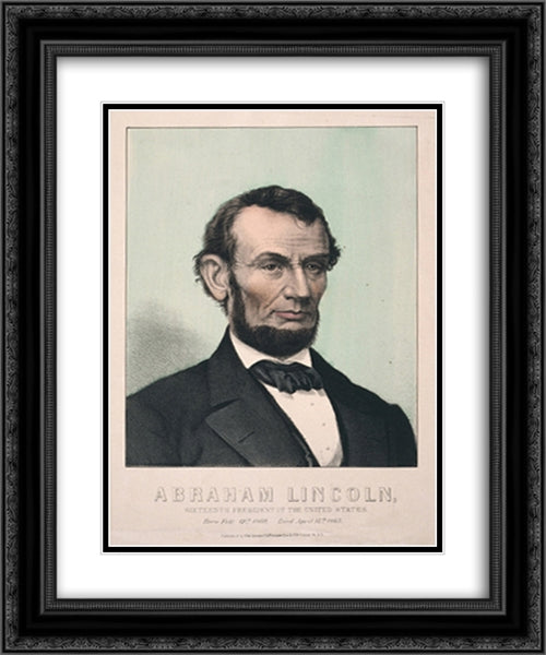 Abraham Lincoln, sixteenth president of the United States - born Feby. 12th 1809, died April 15th 1865 20x24 Black Ornate Wood Framed Art Print Poster with Double Matting by Library of Congress