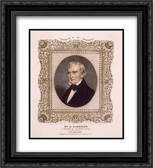 Wm. H. Harrison, 9th President of the United States 20x22 Black Ornate Wood Framed Art Print Poster with Double Matting by Library of Congress