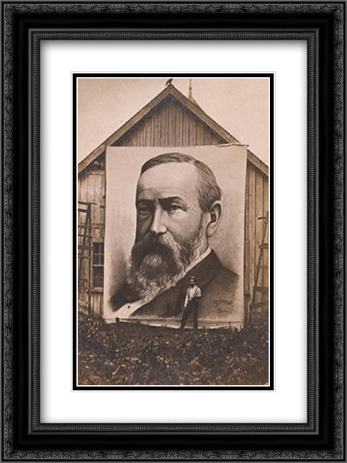 Benjamin Harrison 18x24 Black Ornate Wood Framed Art Print Poster with Double Matting by Library of Congress