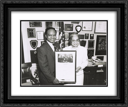 Rosa Parks and Congressman Walter Fauntroy 20x24 Black Ornate Wood Framed Art Print Poster with Double Matting by Library of Congress