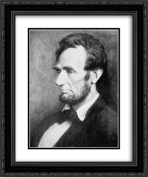 Abraham Lincoln, head-and-shoulders portrait 20x24 Black Ornate Wood Framed Art Print Poster with Double Matting by Library of Congress