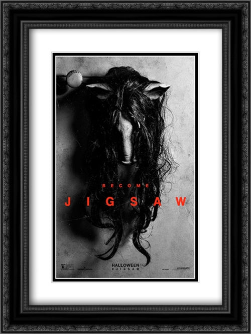 Jigsaw 18x24 Black Ornate Wood Framed Movie Poster with Double Matting