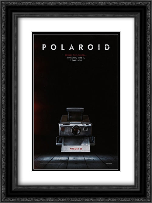 Polaroid 18x24 Black Ornate Wood Framed Movie Poster with Double Matting