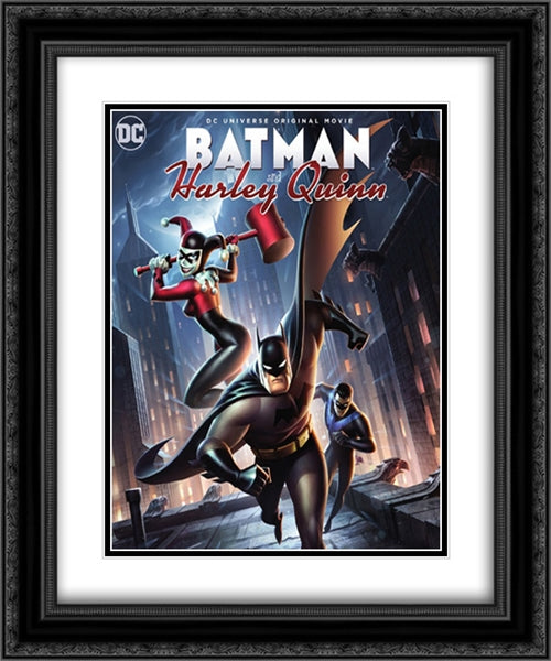 Batman and Harley Quinn 20x24 Black Ornate Wood Framed Movie Poster with Double Matting