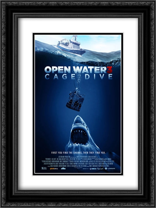 Open Water 3: Cage Dive 18x24 Black Ornate Wood Framed Movie Poster with Double Matting