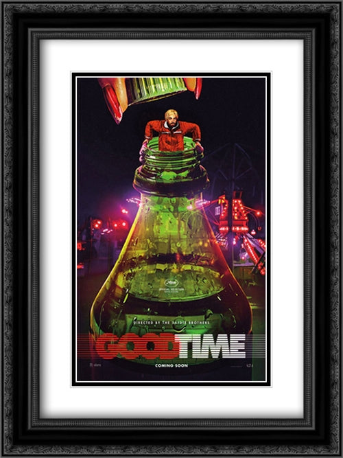 Good Time 18x24 Black Ornate Wood Framed Movie Poster with Double Matting
