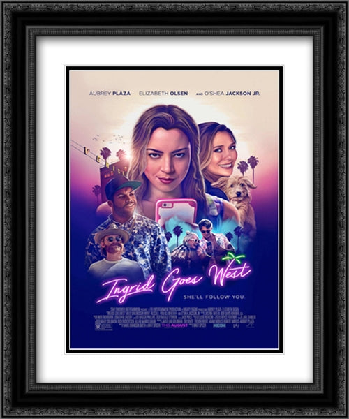 Ingrid Goes West 20x24 Black Ornate Wood Framed Movie Poster with Double Matting
