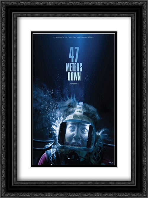 47 Meters Down 18x24 Black Ornate Wood Framed Movie Poster with Double Matting