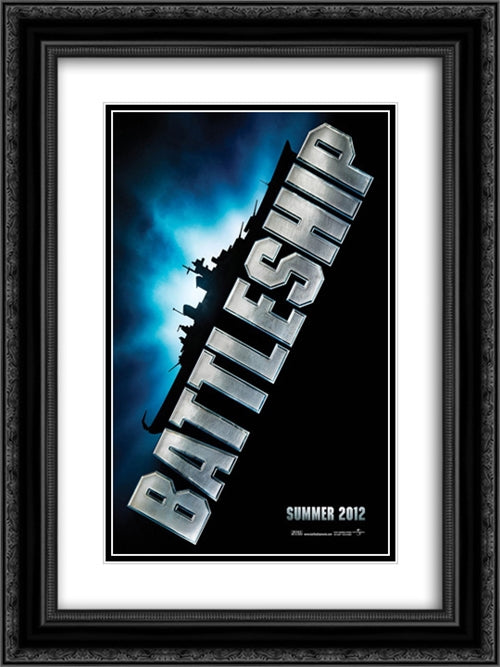 Battleship 18x24 Black Ornate Wood Framed Movie Poster with Double Matting