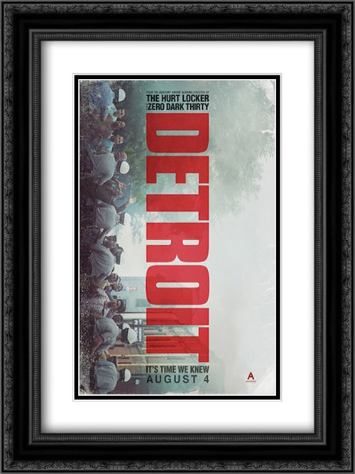 Detroit 18x24 Black Ornate Wood Framed Movie Poster with Double Matting