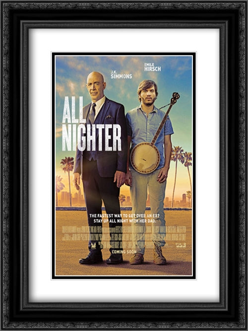 All Nighter 18x24 Black Ornate Wood Framed Movie Poster with Double Matting