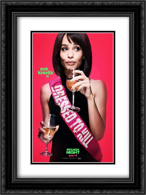 Rough Night 18x24 Black Ornate Wood Framed Movie Poster with Double Matting
