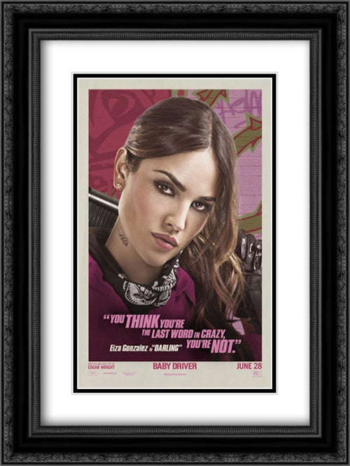 Baby Driver 18x24 Black Ornate Wood Framed Movie Poster with Double Matting
