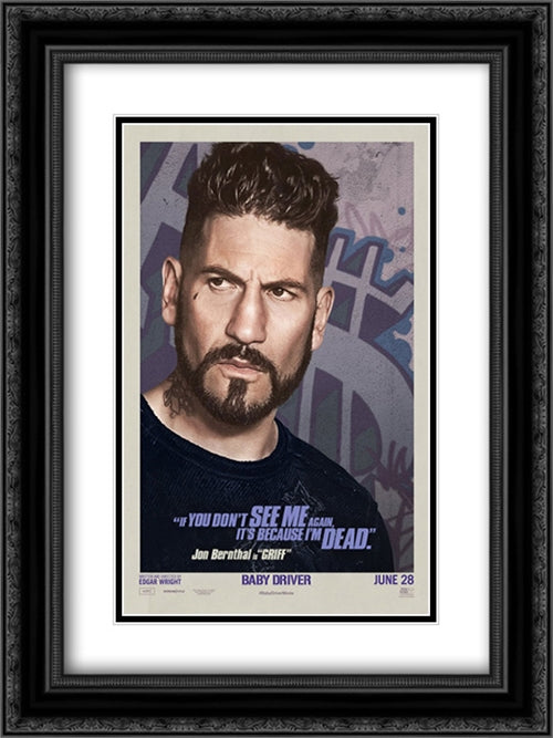Baby Driver 18x24 Black Ornate Wood Framed Movie Poster with Double Matting
