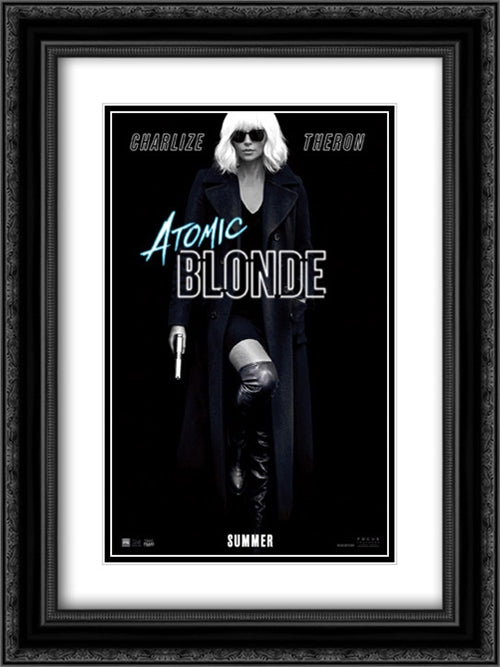 Atomic Blonde 18x24 Black Ornate Wood Framed Movie Poster with Double Matting