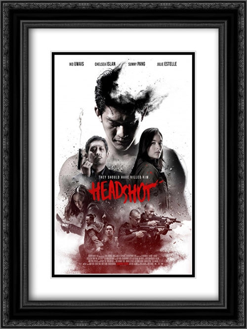 Headshot 18x24 Black Ornate Wood Framed Movie Poster with Double Matting