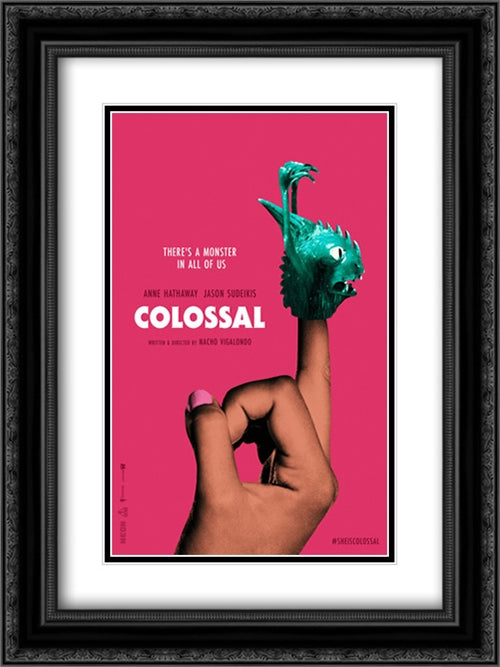 Colossal 18x24 Black Ornate Wood Framed Movie Poster with Double Matting