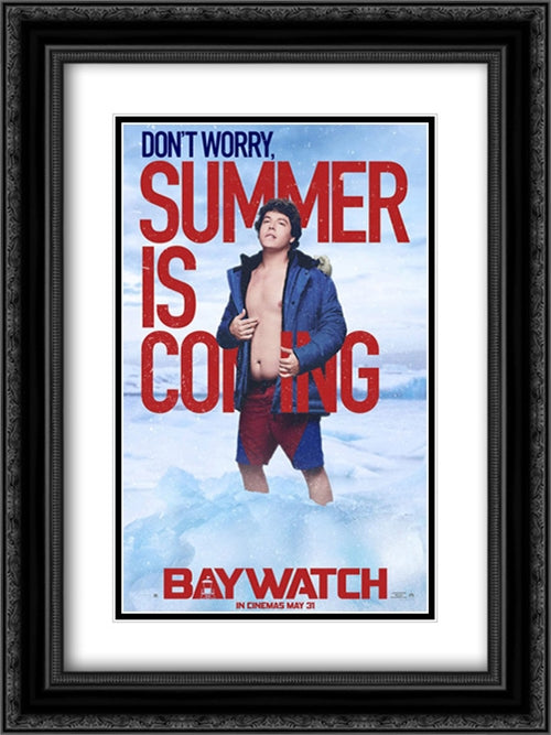 Baywatch 18x24 Black Ornate Wood Framed Movie Poster with Double Matting