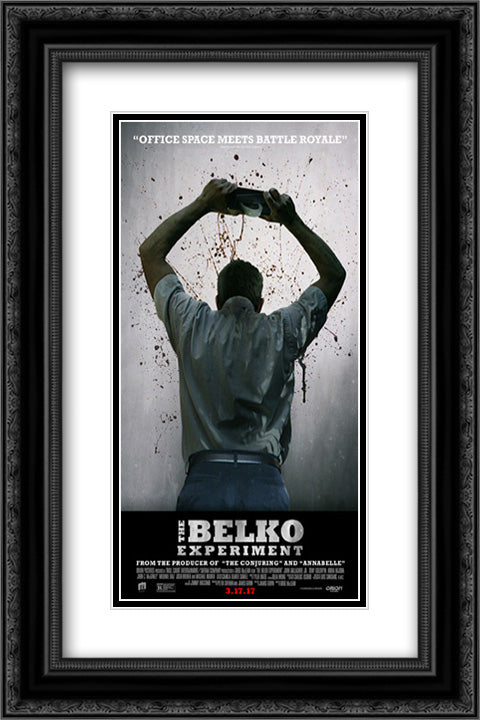 The Belko Experiment 16x24 Black Ornate Wood Framed Movie Poster with Double Matting