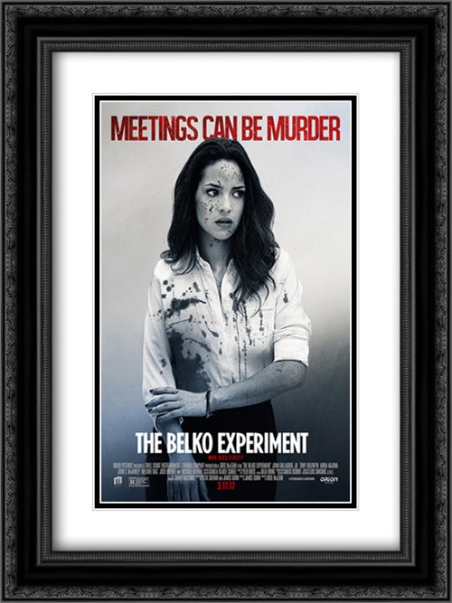 The Belko Experiment 18x24 Black Ornate Wood Framed Movie Poster with Double Matting