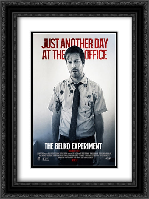 The Belko Experiment 18x24 Black Ornate Wood Framed Movie Poster with Double Matting