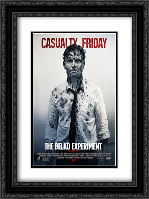 The Belko Experiment 18x24 Black Ornate Wood Framed Movie Poster with Double Matting