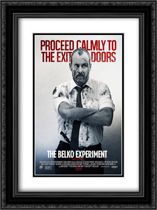 The Belko Experiment 18x24 Black Ornate Wood Framed Movie Poster with Double Matting