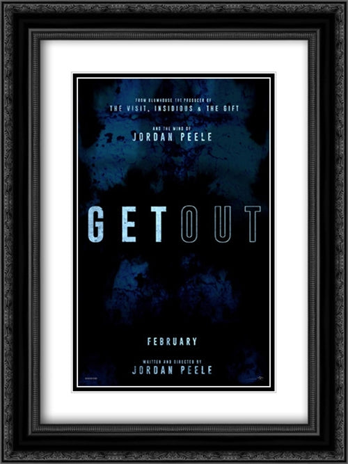 Get Out 18x24 Black Ornate Wood Framed Movie Poster with Double Matting