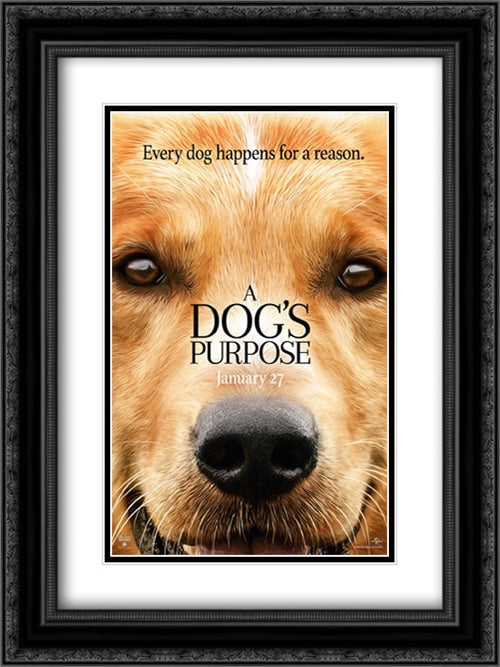 A Dog's Purpose 18x24 Black Ornate Wood Framed Movie Poster with Double Matting