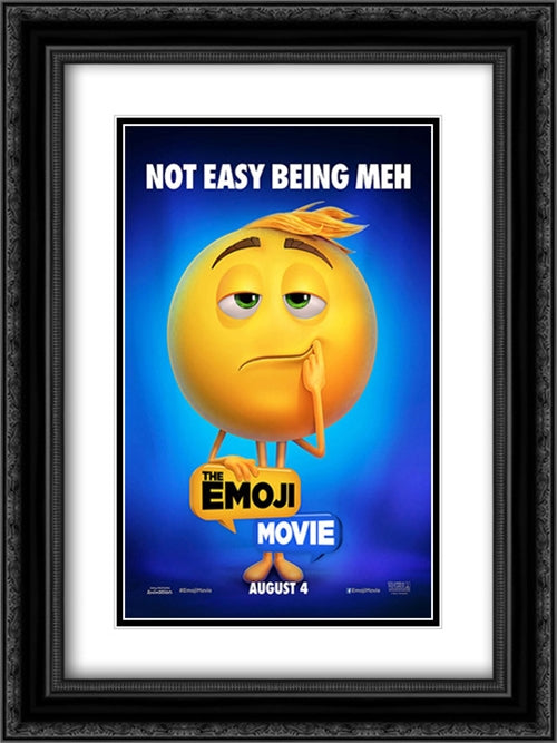 The Emoji Movie 18x24 Black Ornate Wood Framed Movie Poster with Double Matting