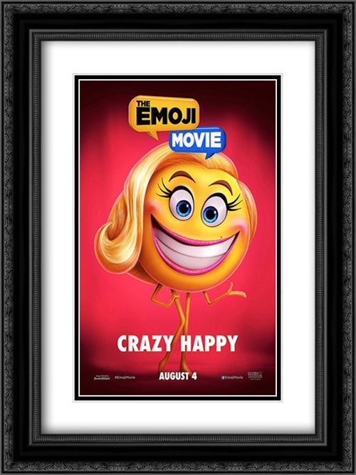 The Emoji Movie 18x24 Black Ornate Wood Framed Movie Poster with Double Matting