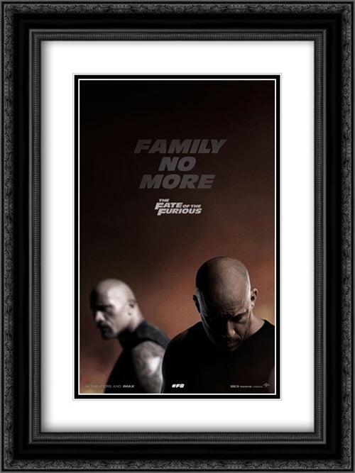 The Fate of the Furious 18x24 Black Ornate Wood Framed Movie Poster with Double Matting