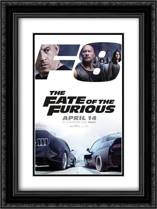 The Fate of the Furious 18x24 Black Ornate Wood Framed Movie Poster with Double Matting