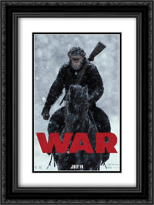 War for the Planet of the Apes 18x24 Black Ornate Wood Framed Movie Poster with Double Matting