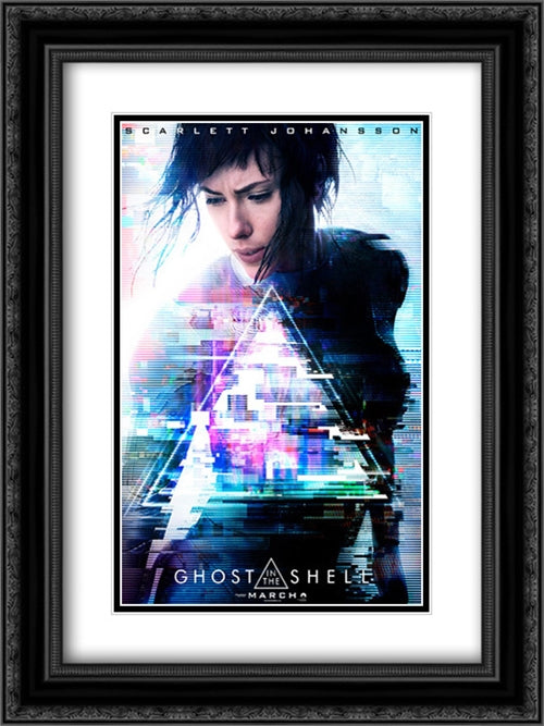 Ghost in the Shell 18x24 Black Ornate Wood Framed Movie Poster with Double Matting
