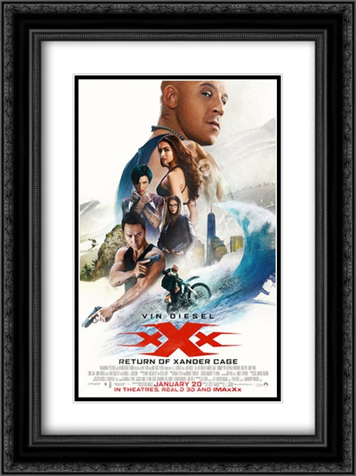 xXx: Return of Xander Cage 18x24 Black Ornate Wood Framed Movie Poster with Double Matting