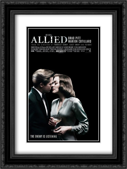 Allied 18x24 Black Ornate Wood Framed Movie Poster with Double Matting