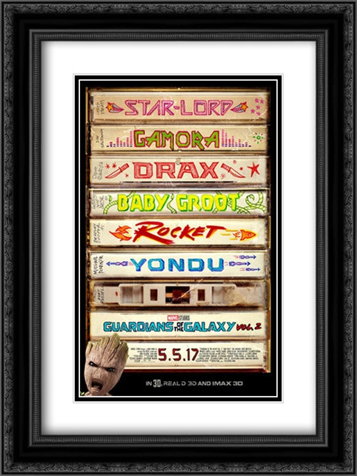 Guardians of the Galaxy Vol. 2 18x24 Black Ornate Wood Framed Movie Poster with Double Matting
