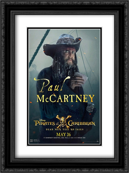 Pirates of the Caribbean: Dead Men Tell No Tales 18x24 Black Ornate Wood Framed Movie Poster with Double Matting