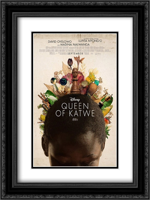 Queen of Katwe 18x24 Black Ornate Wood Framed Movie Poster with Double Matting