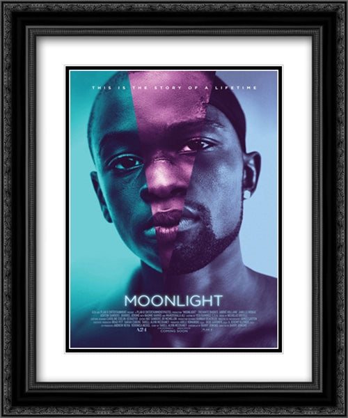 Moonlight 20x24 Black Ornate Wood Framed Movie Poster with Double Matting