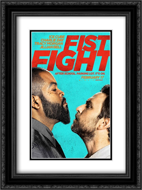 Fist Fight 18x24 Black Ornate Wood Framed Movie Poster with Double Matting