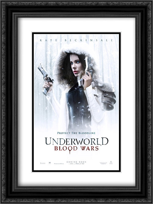 Underworld: Blood Wars 18x24 Black Ornate Wood Framed Movie Poster with Double Matting