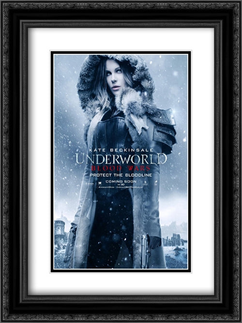Underworld: Blood Wars 18x24 Black Ornate Wood Framed Movie Poster with Double Matting