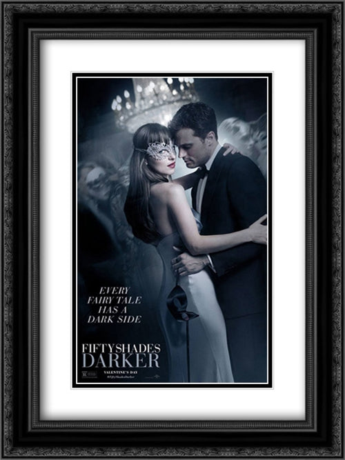 Fifty Shades Darker 18x24 Black Ornate Wood Framed Movie Poster with Double Matting