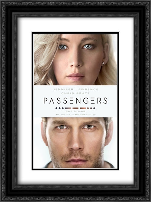 Passengers 18x24 Black Ornate Wood Framed Movie Poster with Double Matting