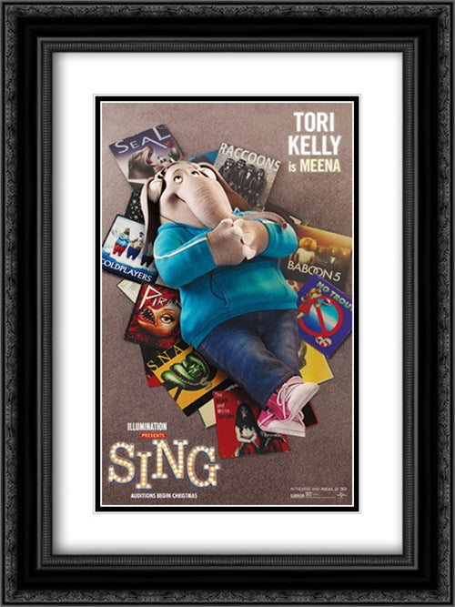 Sing 18x24 Black Ornate Wood Framed Movie Poster with Double Matting
