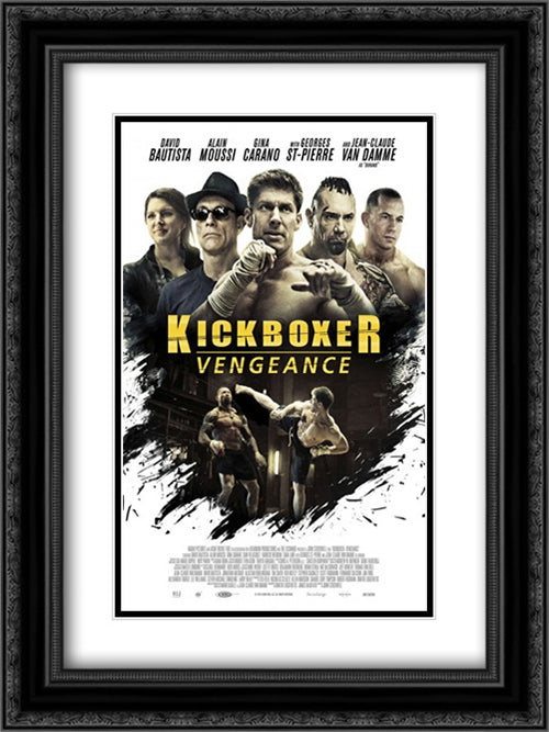 Kickboxer: Vengeance 18x24 Black Ornate Wood Framed Movie Poster with Double Matting